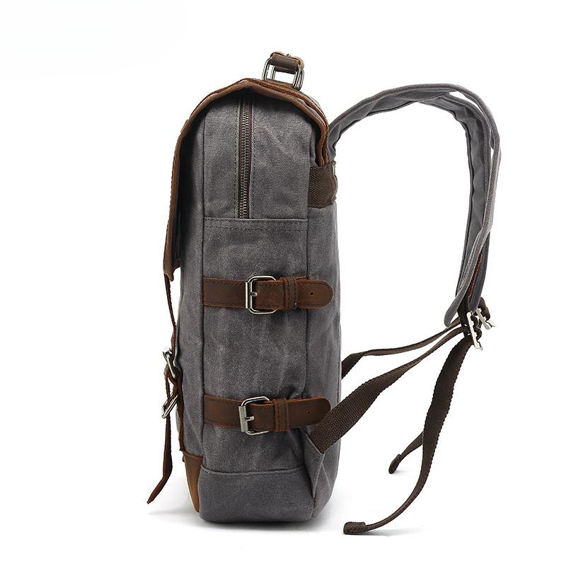 Backpack Men's Vintage Shoulder Travel Bag with Crazy Horse Skin Student Travel Bag Oil Wax Waterproof