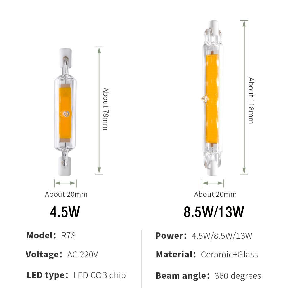 R7S J78 J118 Led Bulb Corn Lamp Dimmable 78mm 118mm 135mm 189mm Replace Halogen 25W 150W 500W Spotlight Floodlight AC220V 110V