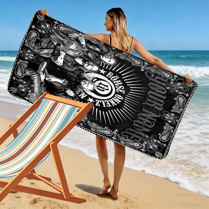 Name Custom Böhse Onkelz Poster Print Beach Towel, Large Soft Quick Dry Towel for Beach Camping Swimming