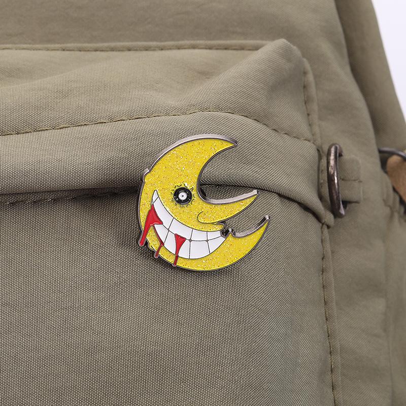 Evil Smile Horror Moon Enamel Pin Magical Manga Anime Peripherals Metal Brooch Lapel Badge Fashion Jewelry Gifts for Friends