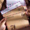 Kraft Paper Retro European Style Airmail Envelope & Stationery Set with Postcards and Greeting Cards In White