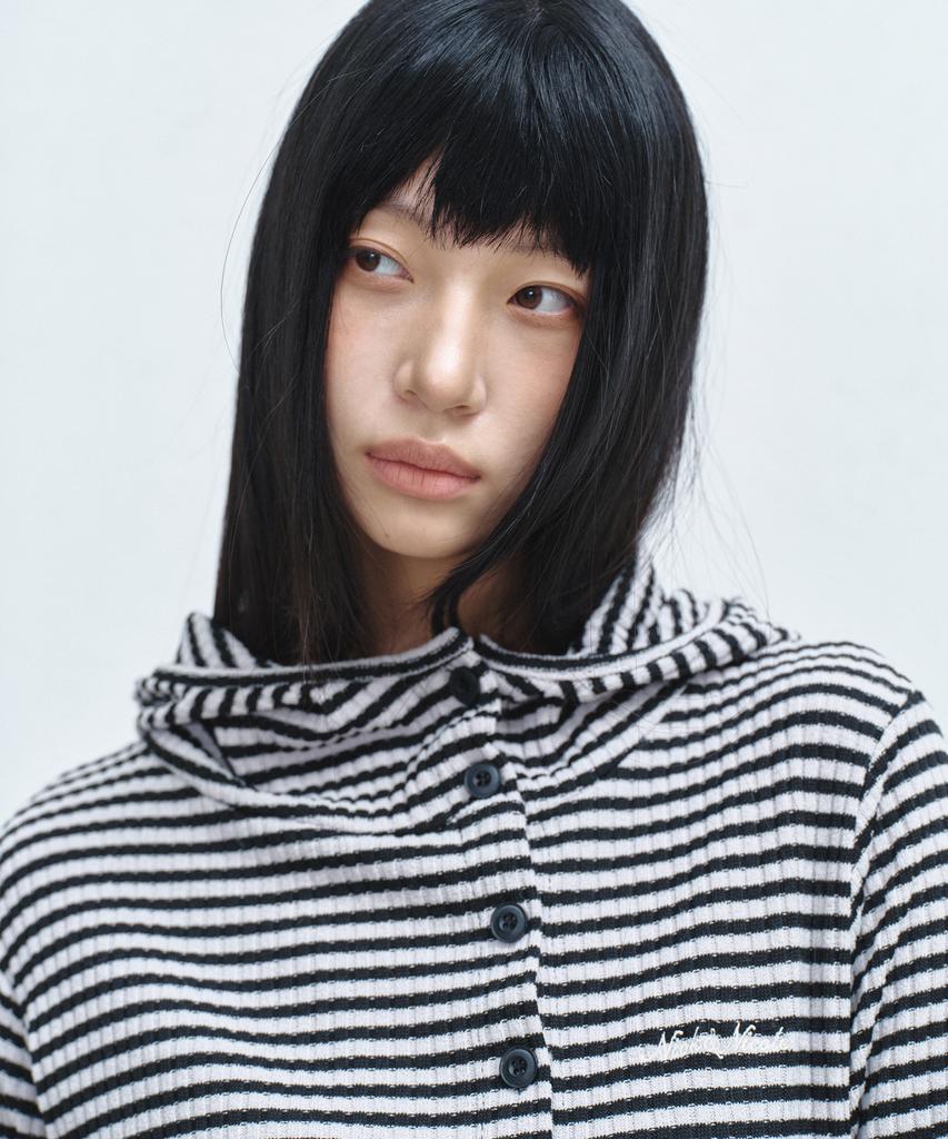 Nigaennikol Stripe Hood Top_Beige