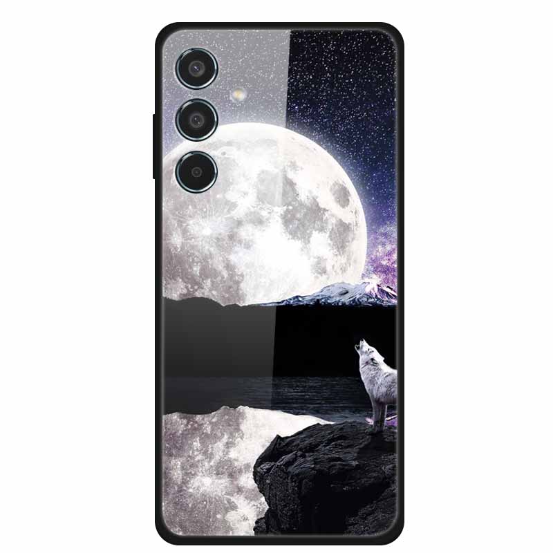 Glass Cellphone Case For Samsung Galaxy M35 Hard Plastic Back Cover For Samsung M 35 Flowers Painted Cases Fundas Shell Shield