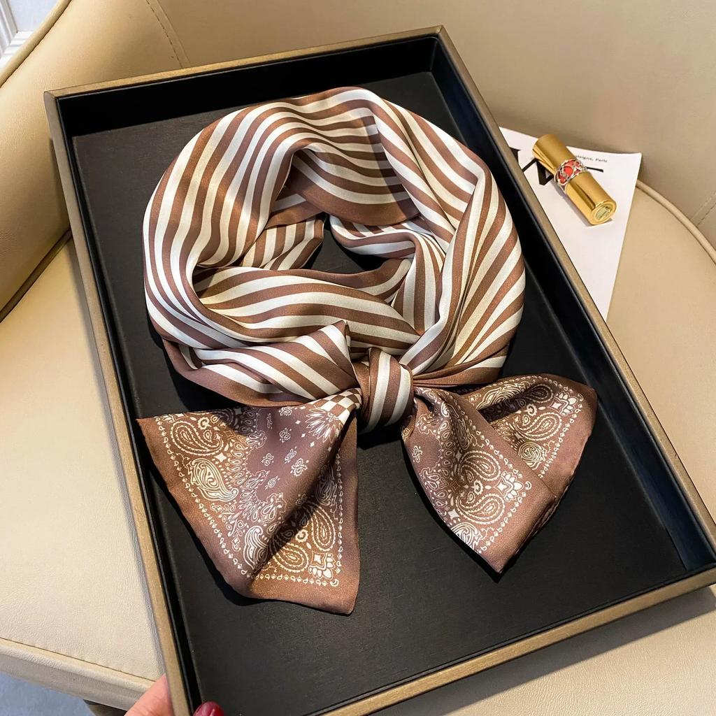 17*150cm Ribbon Silk Scarfs Female Luxury Design Hair Band Skinny Scarf Neck Ties Women Bag Scarves Neckerchief Foulard Lady