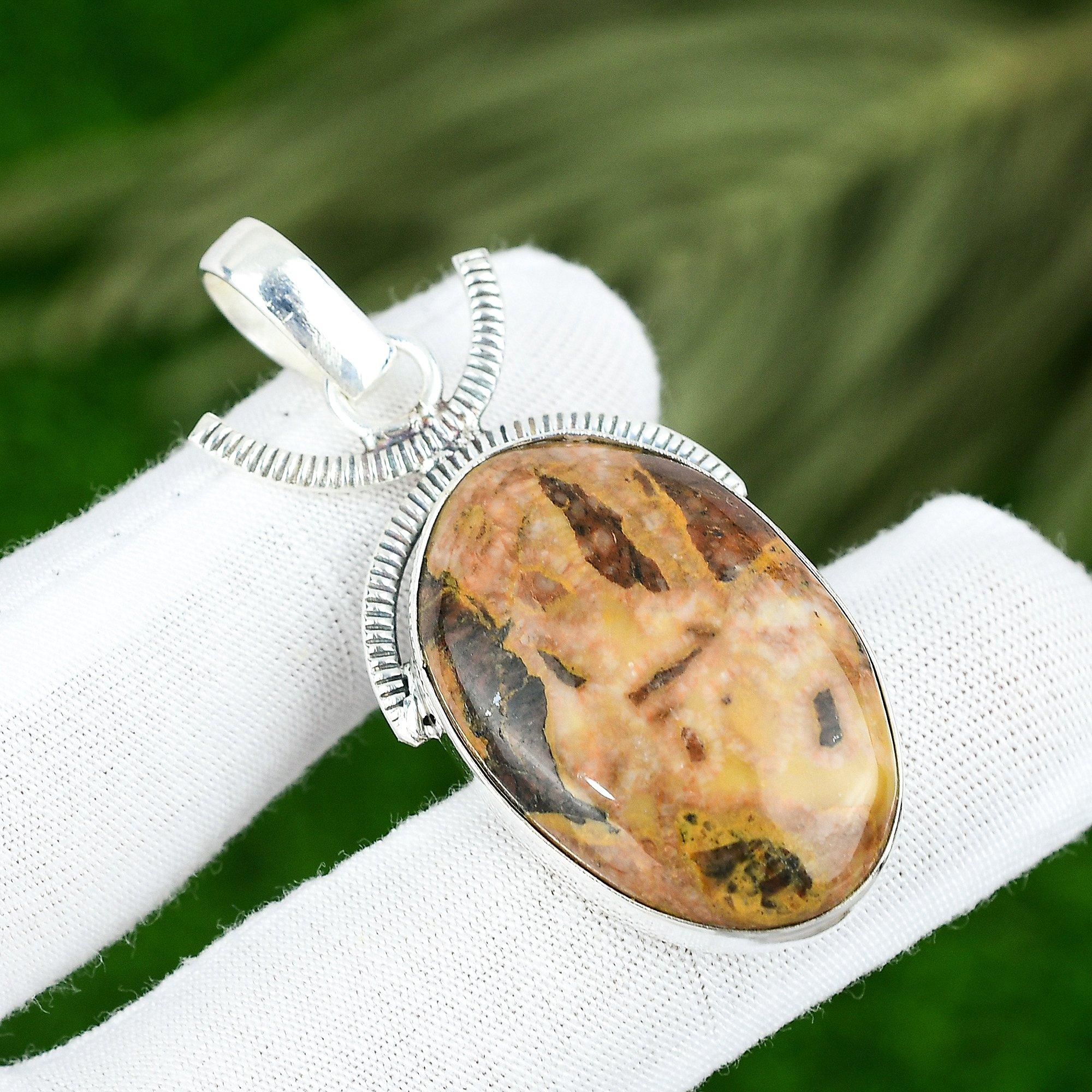 

Oval Natural Bauxite Sterling Silver Birthday Bezel Engagement Sister Pendant