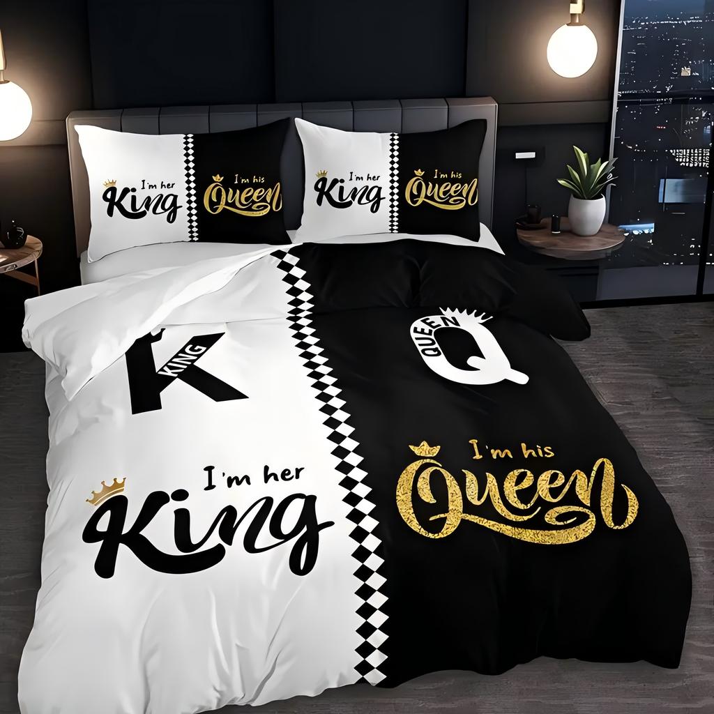 King Queen'S Crown 3D Printed Quilt Cover All Season Soft Bedding Cover Pillowcase Luxury Home Textiles Duvet Cover Sets