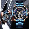 Curren Herrenuhr Blaues Zifferblatt Edelstahlarmband Datum Herren Business Herrenuhren Wasserdicht Luxus Herren Armbanduhren für Herren