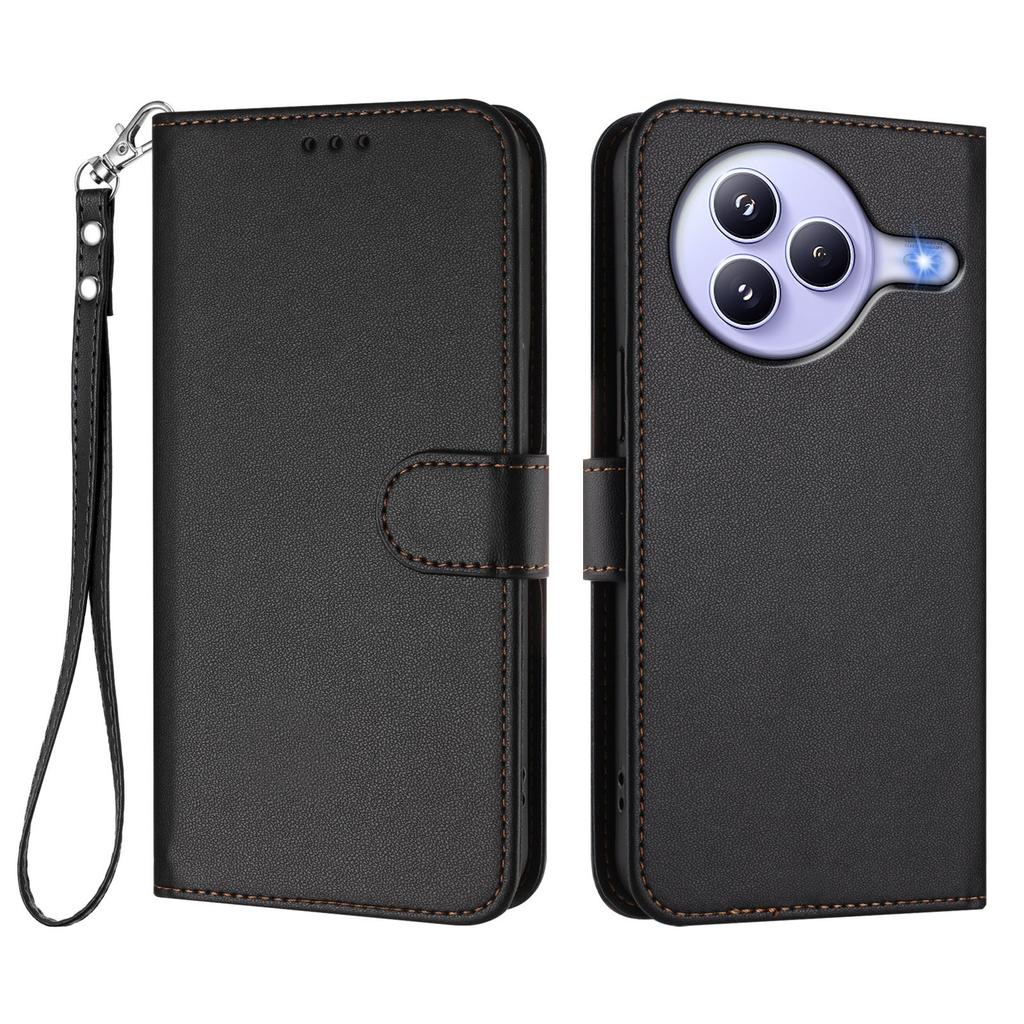 For Xiaomi Civi 5 Pro 5G Leather Case Wallet Stand Phone Cover with Wrist Strap