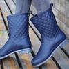 2025 New Women Rain Boots Fashion Non-Slip Women Boots Plaid Casual Rubber Shoes Comfor Wear-resistant Women's Waterproof Shoes