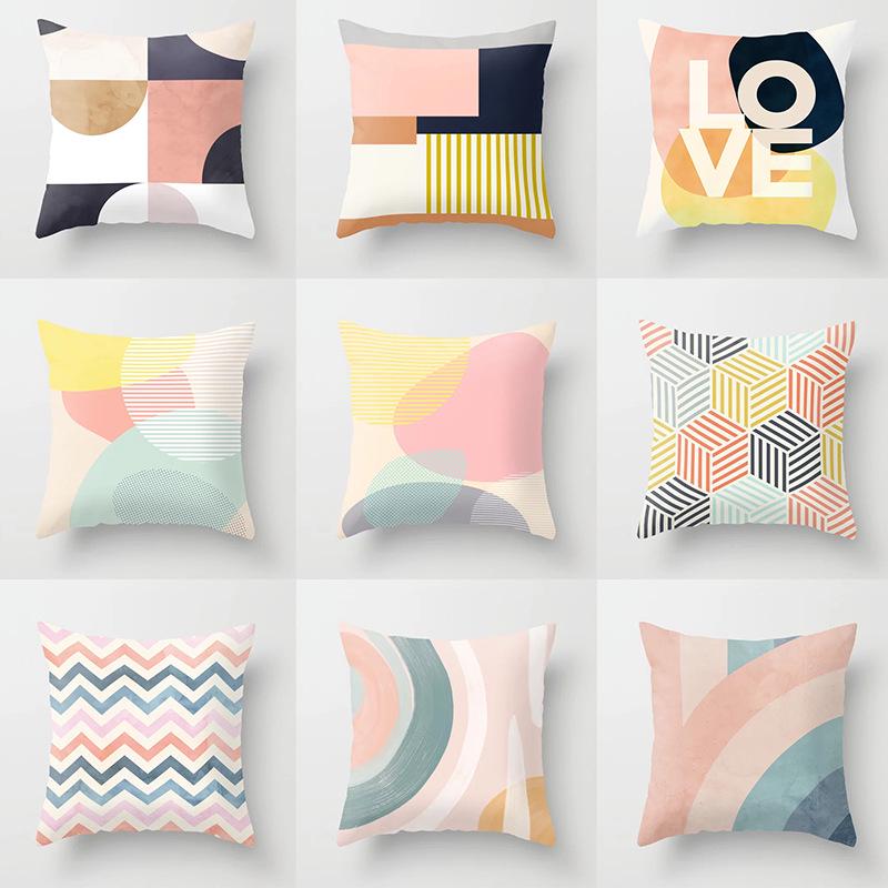 

Simple Pink Abstract Geometric Pillowcase Home Sofa Decorative Pillow Cushion Cover Seat 45cmX45cm