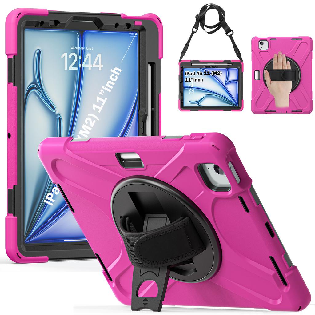 360 Rotating Stand Case Universal for IPad Air 11 2026 M4 2025 M3 2024 M2 Pro 11 2018-2022 Air 4 5 Hybrid Cover Shoulder Strap
