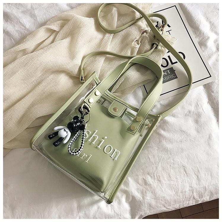 

Trendy Pvc Transparent Jelly Bag For Women Chic Summer Crossbody Handbag Soft Material зелёный