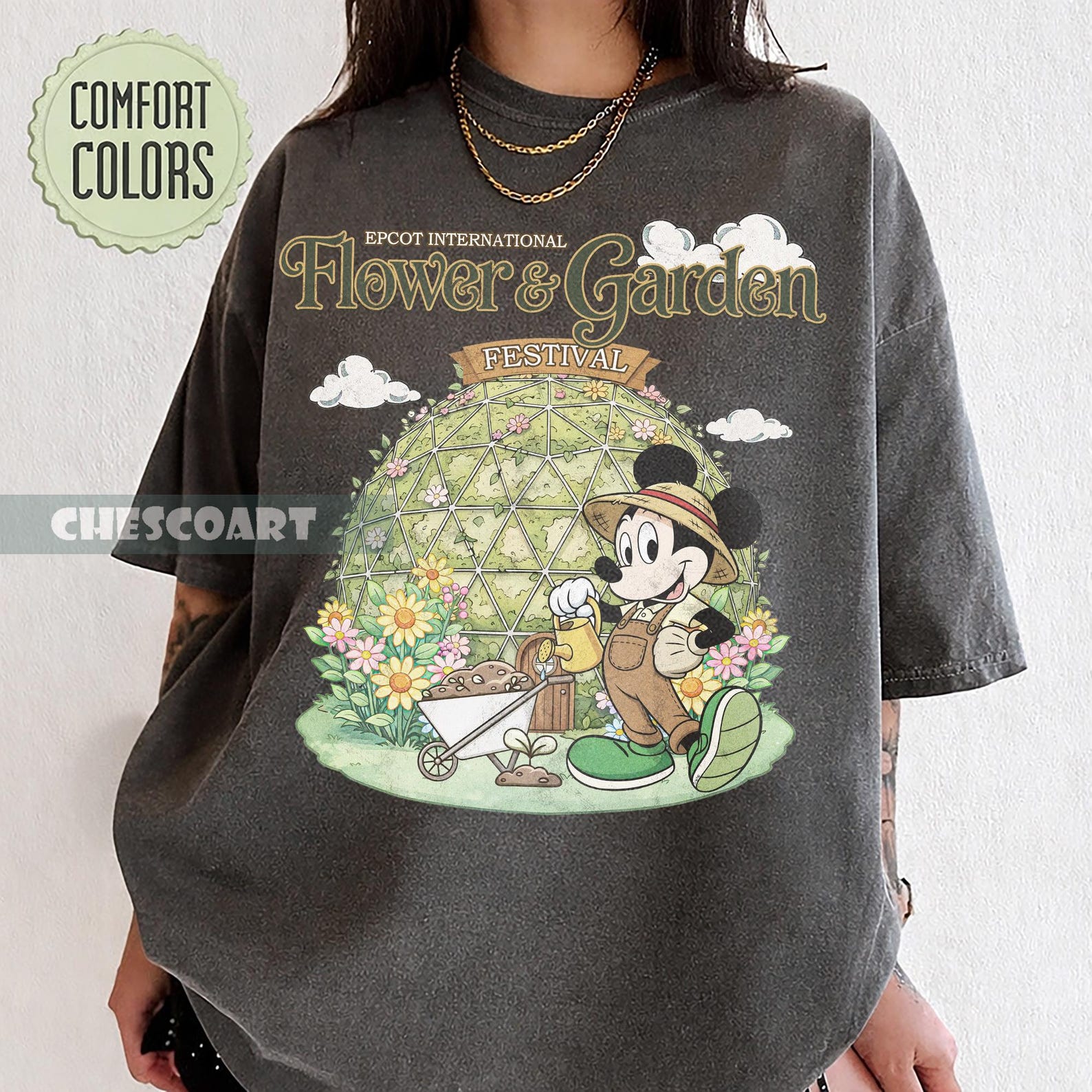 Mickey Mouse Flower Garden Festival Comfort Colors Tee, Epcot Spring Vacation Shirt 3XL