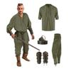 4 Pcs Halloween Men's Renaissance Costume Set Medieval Pirate Shirt Ankle Banded Pants Viking Belt Accessories
