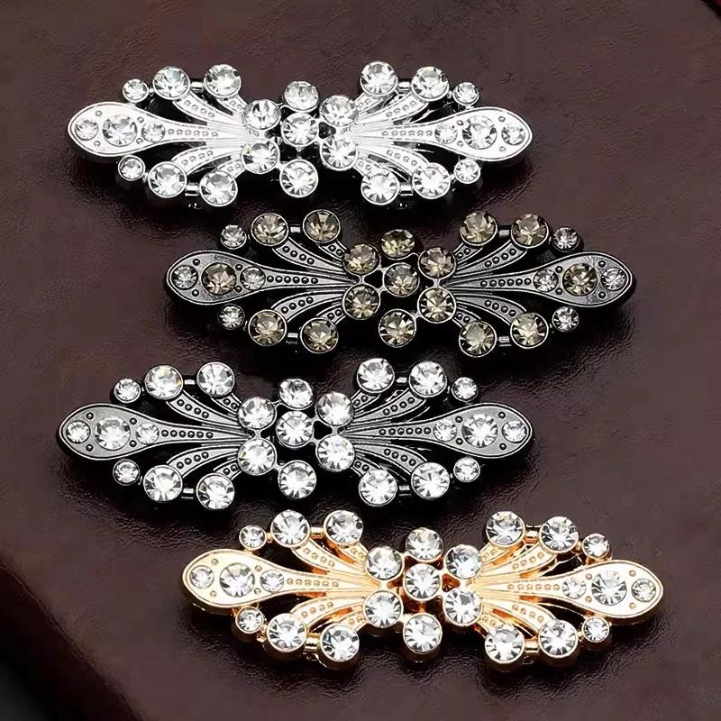 1 Pair New Collar Clips Holder Women Decor Crystal Cape Cloak Clasps Fasteners Buckle Brooch Clip