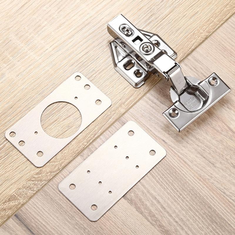 Pack of 2 Hinge Repair Plate Stainless Steel Cabinet Bracket Kit for Kitchen