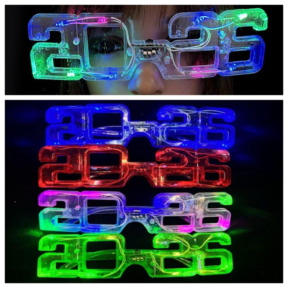 Square Shape 2026New Year Glow Glasses Number New Year Party Glasses  Decorations