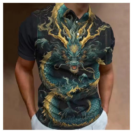 Men's Polo Shirt Animal Print Fashion Casual Loose Streetwear Turn-down Collar Top