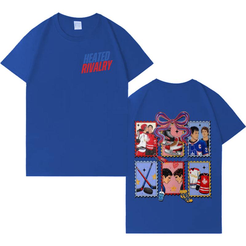 Streetwear Ognisty Rywalizacja Shane Hollander Ilya Rozanov Modny T-shirt z Okrągłym Dekoltem Męski Damski Krótki Rękaw Pop Oversize Codzienne Top