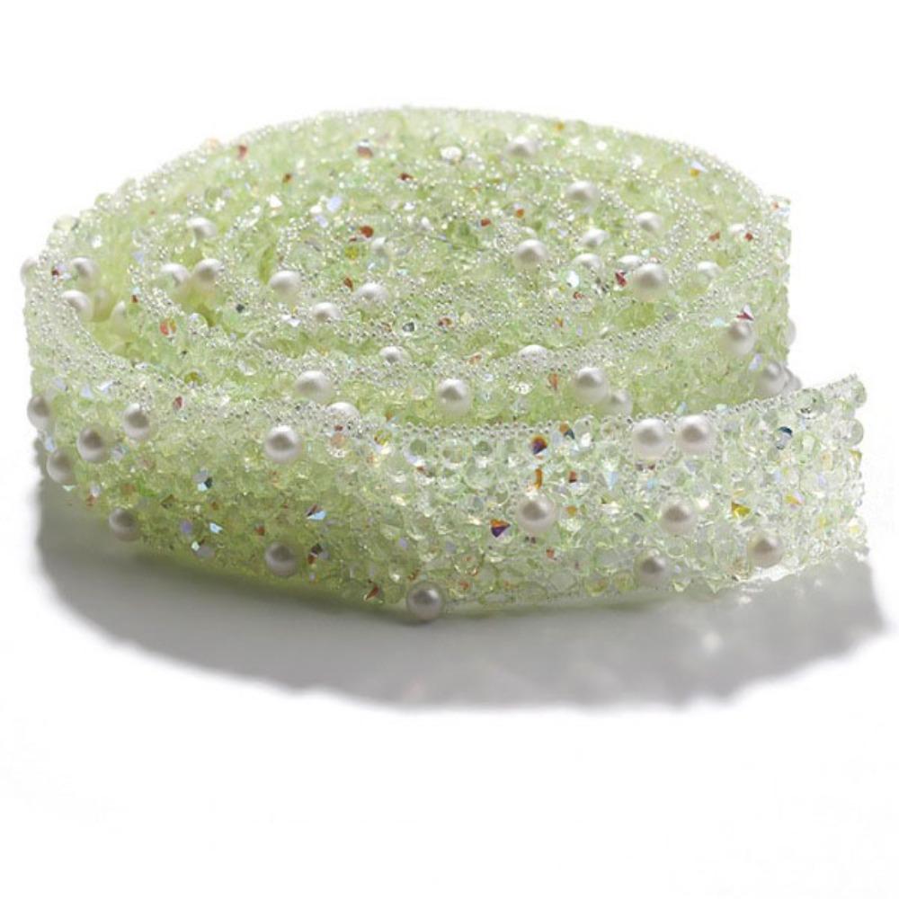 New 1 Yard Glitter Drill Tape Resin Rhinestones Glitter Crystal Sticker Self Adhesive Pearl Ribbon Sticker Clothes Decoration
