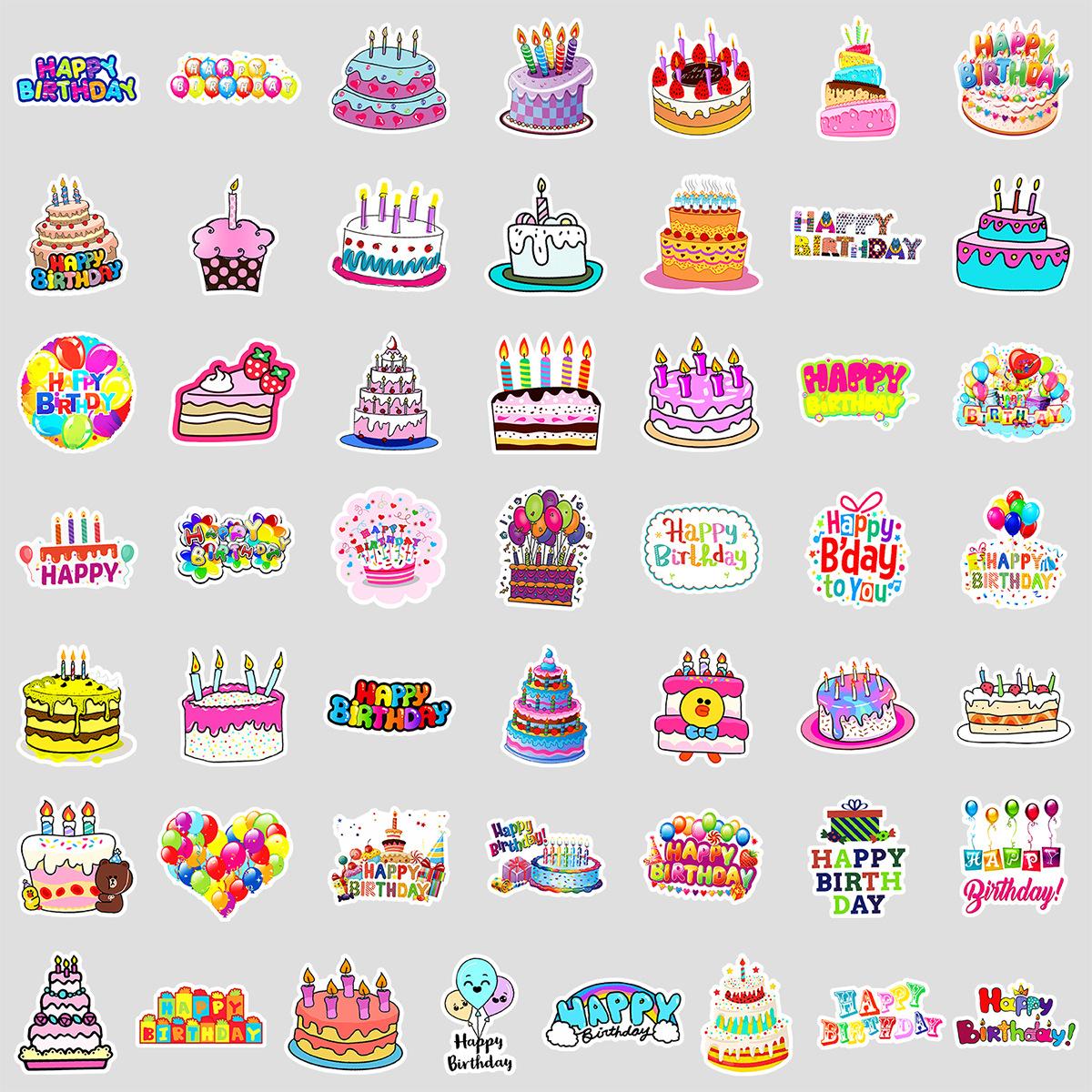 

50 Happy Birthday Graffiti Stickers Motorcycle Helmet Skateboard Balance Car Decorative Stickers