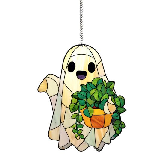 Ghost Hanging Decoration Acrylic Ghost Series Sun Catcher Cartoon Ghost Halloween Decoration for Windows Porch Walls