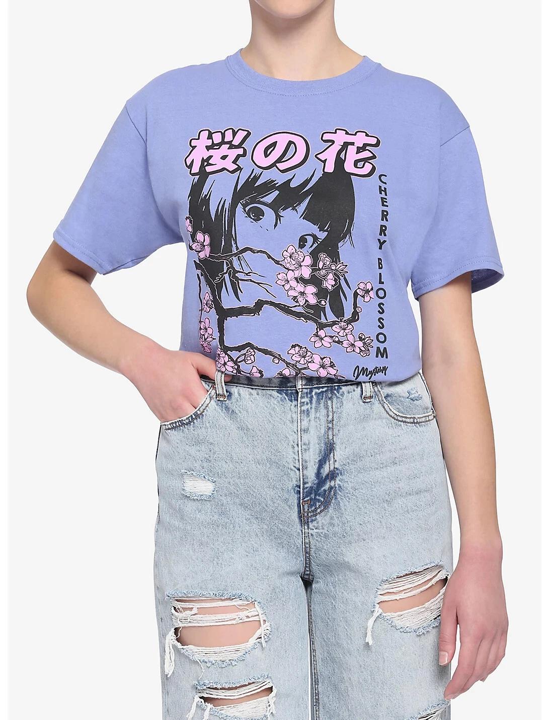 

Cherry Blossom Face Juniors Boyfriend Fit T-Shirt New XS, S, M, L, XL, 2XL 4XL