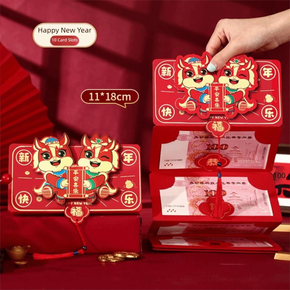 Paper Horse Year Red Envelope 3D Design Folding Style Folded Red Envelope Red Color Thickened Chinese New Year Envelope