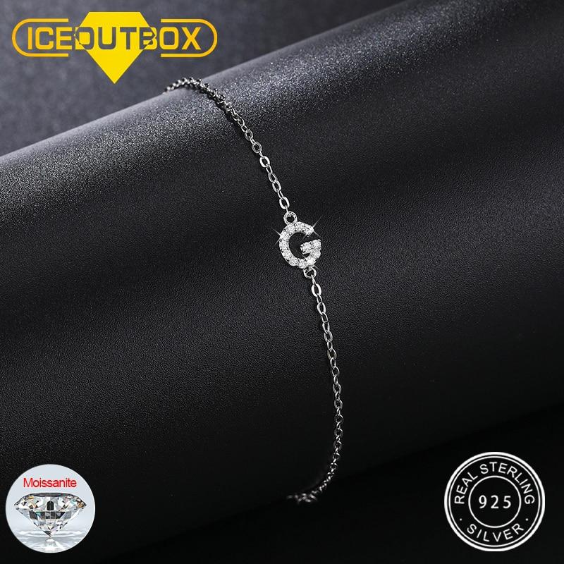 

Крошечный муассанитовый браслет с буквами, 100% стерлинговое серебро 925 пробы, подвески с буквенным алфавитом, браслеты для женщин и девочек, ювелирные украшения, подарки