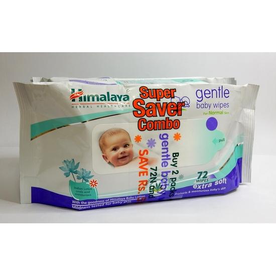 Himalaya Baby-Massageöl (500ml) und Himalaya Sanfte Feuchttücher (72 Stück, 2er-Packungen) Combo