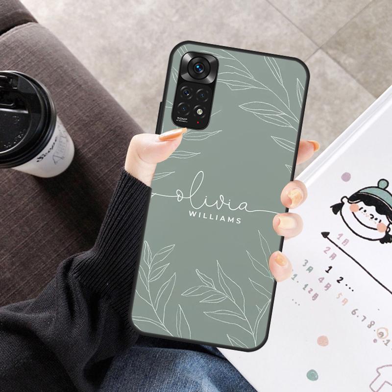Custom Aesthetic Nature Monogram Name Case For Xiaomi Redmi Note 11 10 9 8 12 Pro 10S 11S 12S Cover For Redmi 10 10A 9C 10C 12C