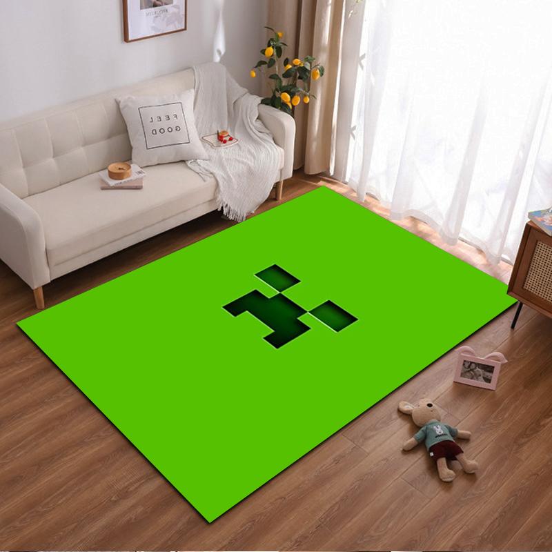 Green Carpet with Pixelated Creeper Design, Modern Gaming Style Decor Suitable for use as an anti-slip for living room bedroom sofas 40x60cm( 15x23in )