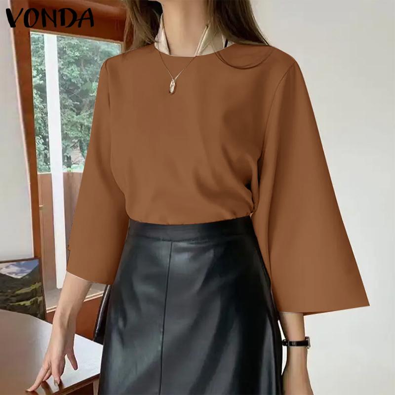 

VONDA Летняя женская однотонная блузка с рукавами 3/4