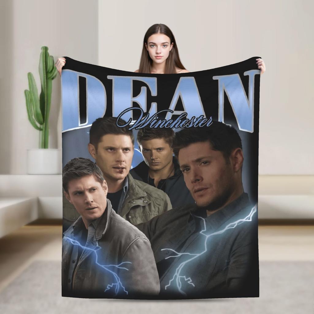 Warm Soft Blanket Camping Sam Winchester Supernatural Throw Blanket Flannel Bedspread For Couch Chair Sofa Bed Sofa Bed Cover