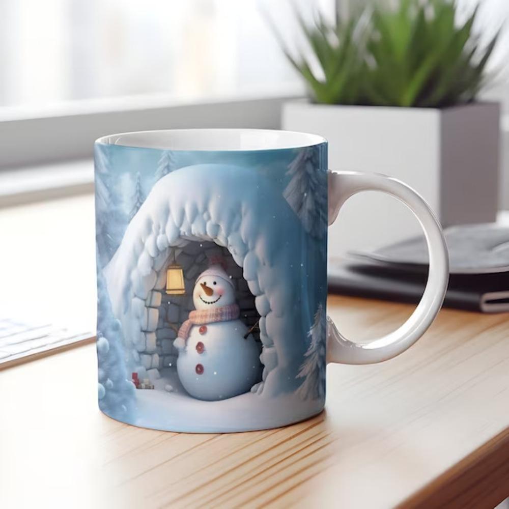 Christmas snowman ceramic coffee mug tea cup