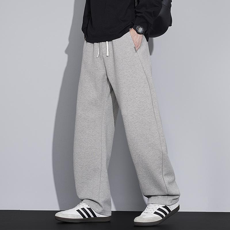 Autumn knitted straight trousers men's casual versatile loose drawstring scimitar trousers