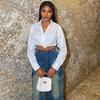 Europäische und amerikanische Damen Retro High-Waist Wide-Leg Jeans