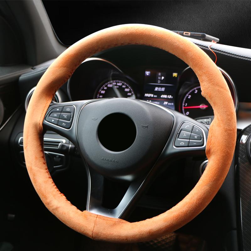 Car Steering Wheel Cover Universal 38cm Hand Sewing Solid Color Suede Braid For Car Steering Wheel Protection Vehicle