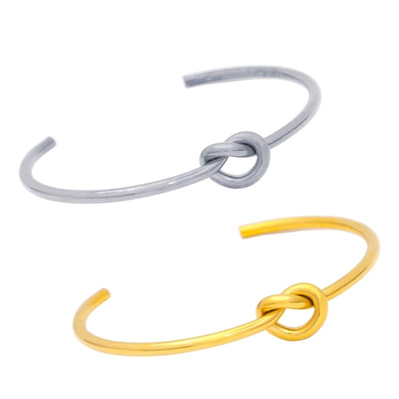 Elegant Geometric Open Knot Bangle Bracelet In Gold Finish Jewelry Accessory for Fashionable Women Seek Unique Styles