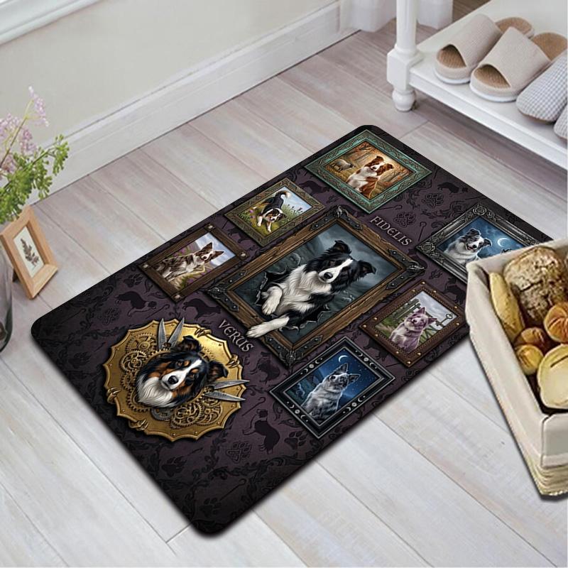 Dog Portraits Gallery Pattern Rug Floor Mat for Living Room or Bedroom Soft and Comfortable Carpet a Gift for Birthday and Holiday.