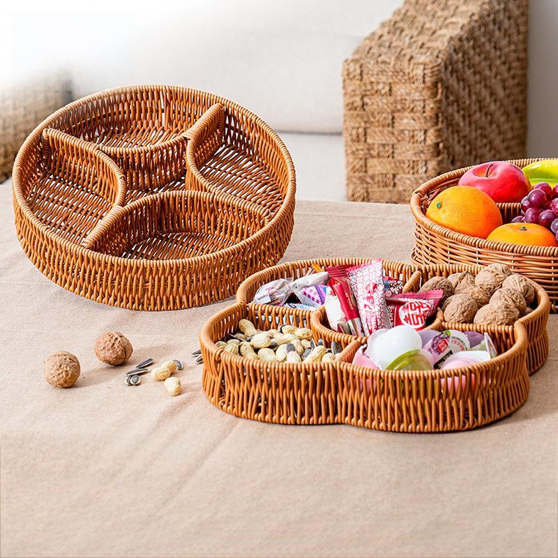 LISM Serviertablett mit Fächern im gewebten Rattan-Stil