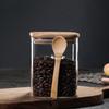 800/1000/1200ML Large Capacity Square Sealed Glass Jar with Spoon Seasoning Coffee Bean Storage Jar Home Sealed Storage tanks
