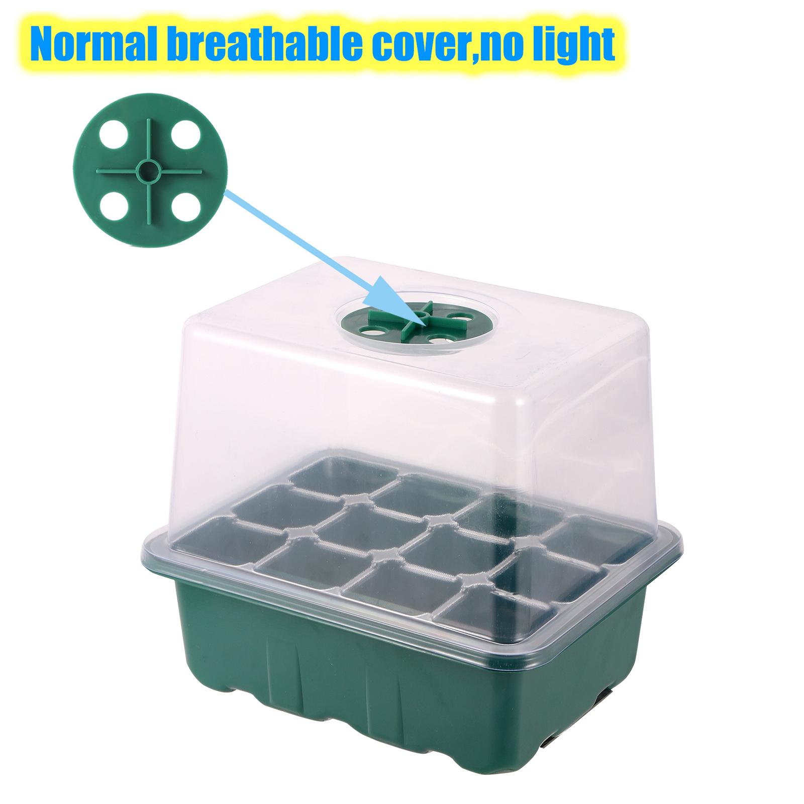 

Elevated Seedling Starter Tray Kit High Lid Seedling Tray Box Adjustable Humidity Dome with LED Light Germination Pot