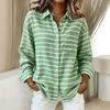 Women's Casual Striped Long Sleeve Collared Shirt Blouse Top for Everyday Wear