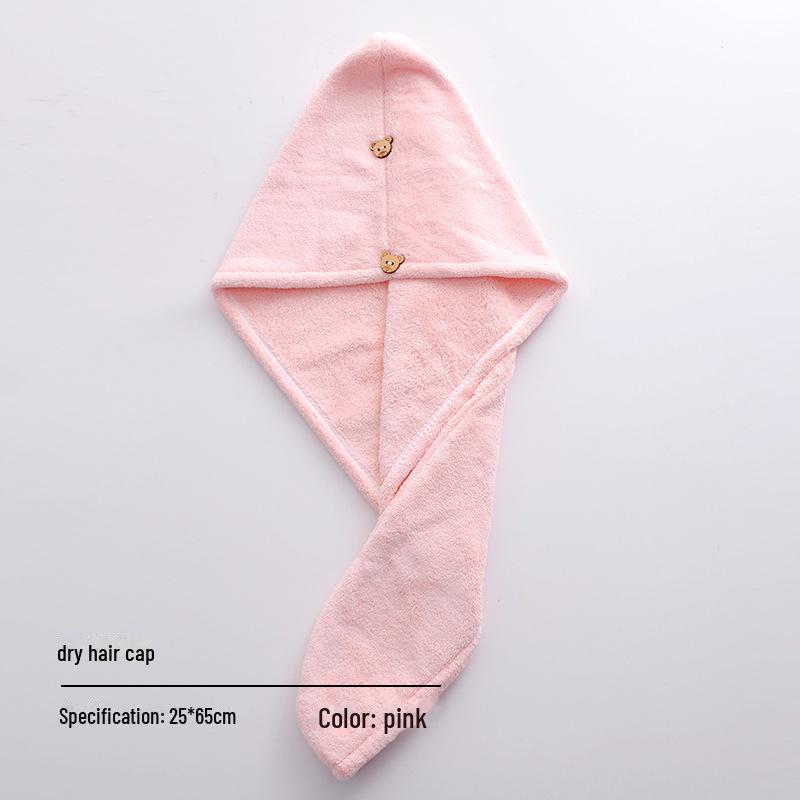 Women's Quick-Dry Coral Fleece Bath Wrap with Buckle, Hair Cap, and Cute Makeup Headband