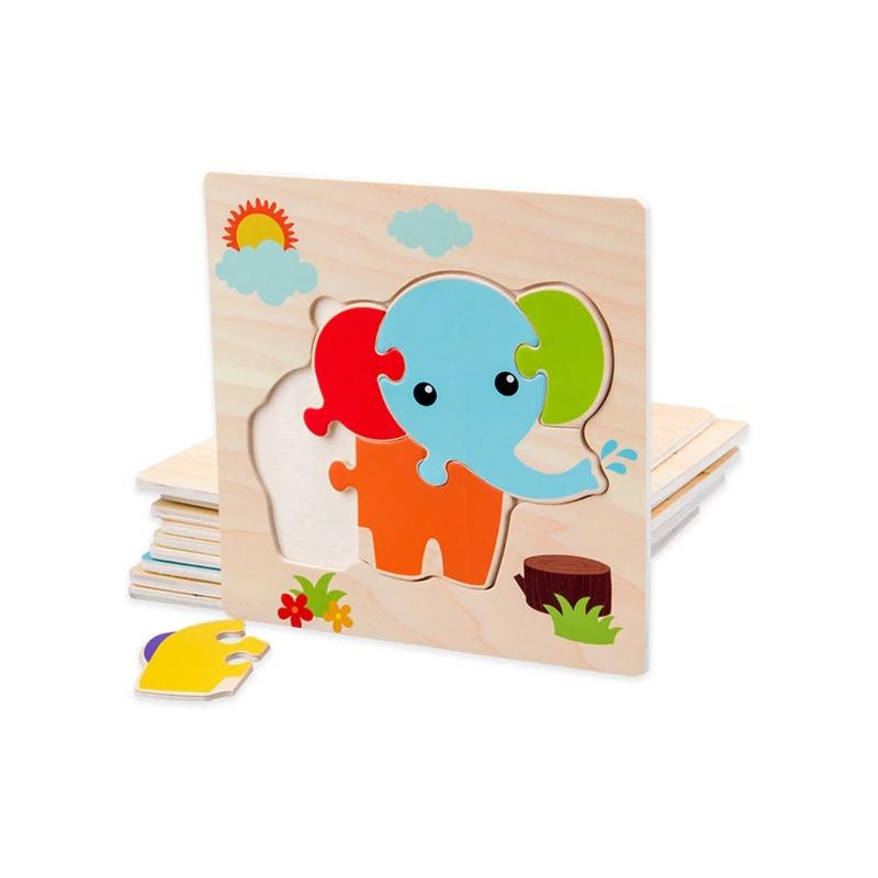 1 Stück Holzpuzzle Kinder Montessori Spiele Cartoon Tier Fahrzeug Puzzles für Kinder Lernen Lernspielzeug