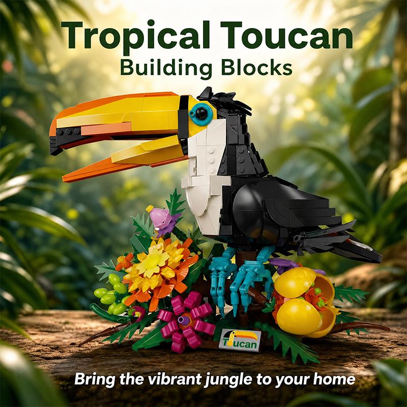 Toucan Bird Building Blocks Animal Kit Model DIY Brick Creative Assembly Toy Decor Gifts for Kids Adults 1068pcs MOC Blocks Sets