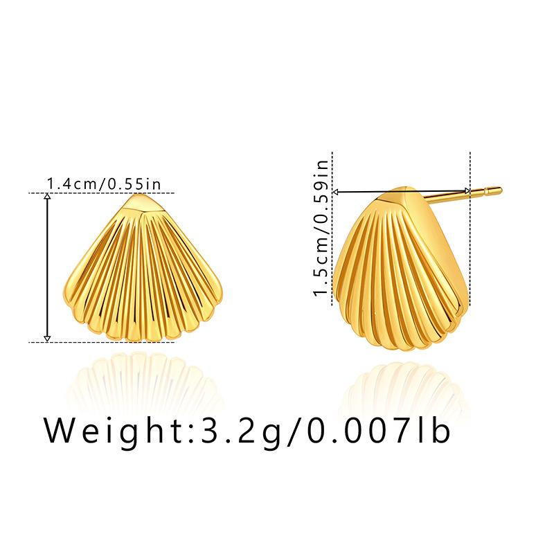 Niche Design Ocean Element Shell 18k Gold Plated Stud Earrings For Women