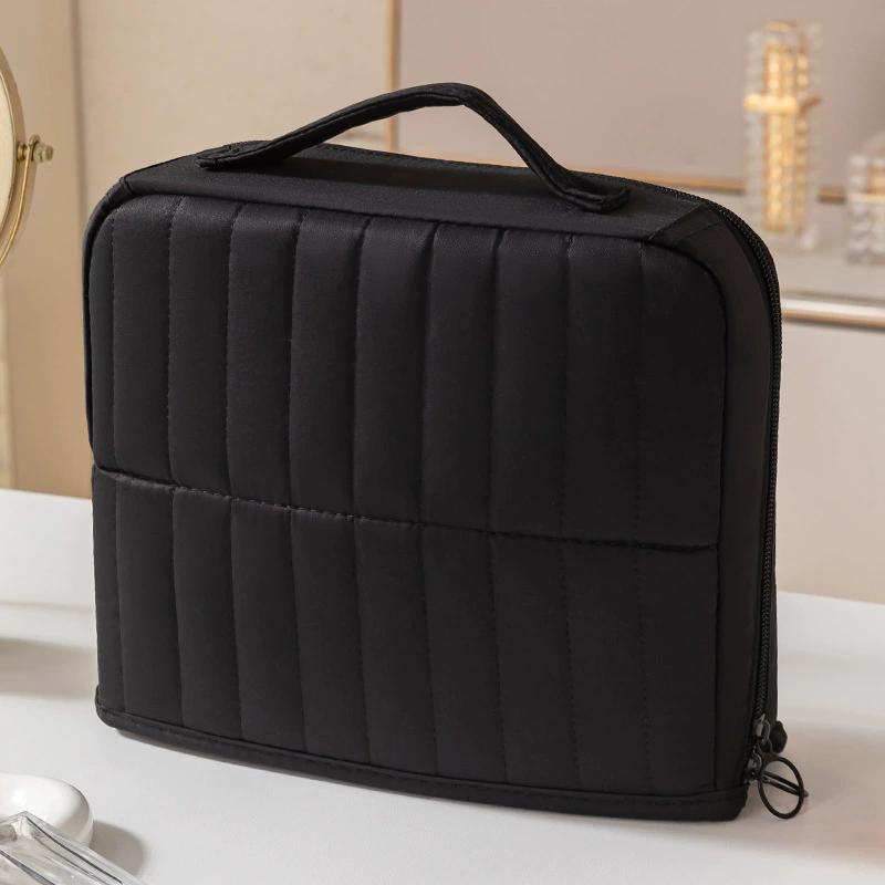 Large Capacity Portable Standing Makeup Bag Travel Toiletry Bag Cosmetic Brush Organizer Handheld Stationery Storage Pouch