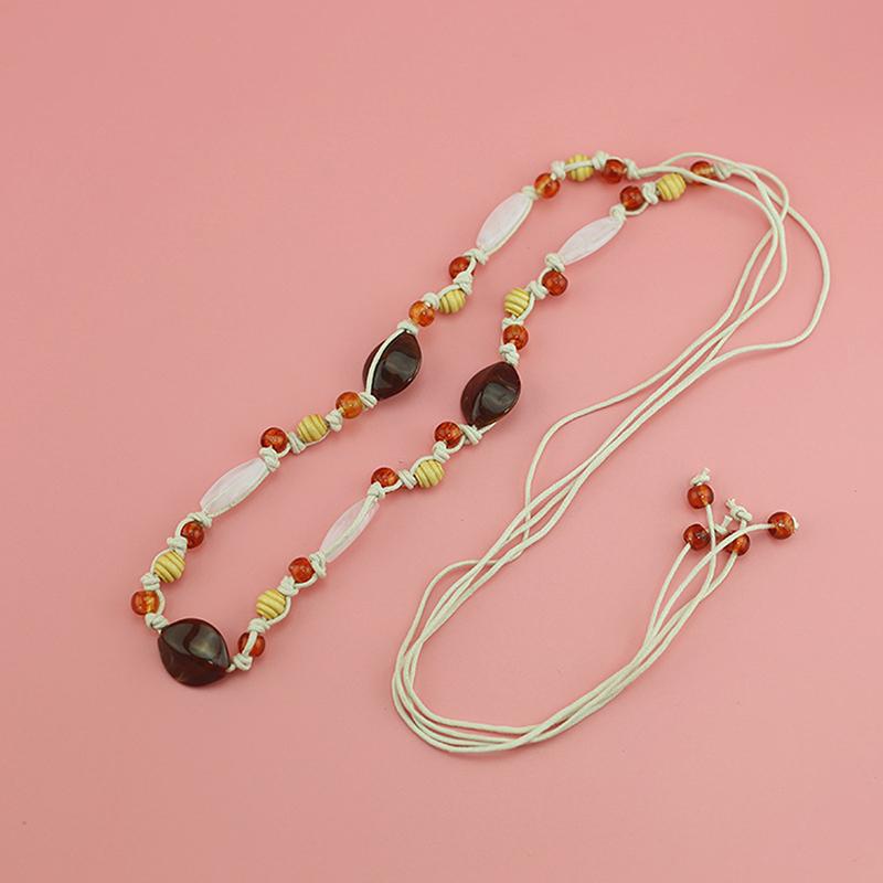 Blue Brown Bead Thin Waist Belt For Women Bohemian Ethnic Style Woven Waistband Ropes Dress Decorative Straps Summer Accessory